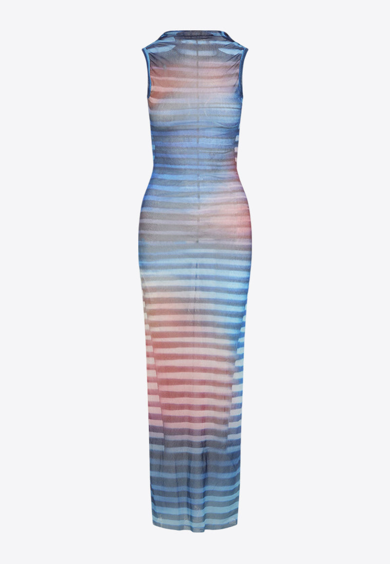 Air Mesh Striped Maxi Dress