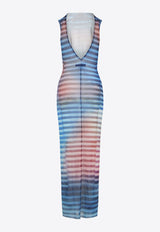 Air Mesh Striped Maxi Dress