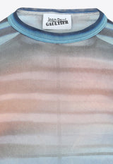 Air Mesh Printed Long-Sleeved Top