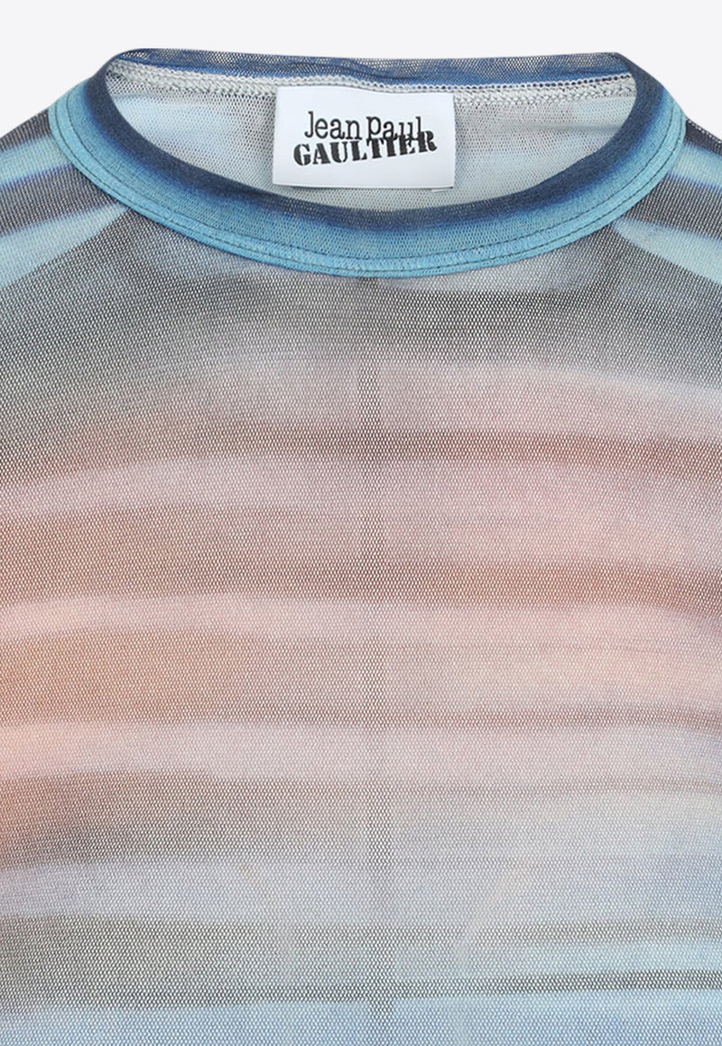 Air Mesh Printed Long-Sleeved Top