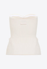 Merino Wool Ribbed Stretch Strapless Top
