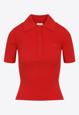 Logo-Embroidered Rib-Knit Polo T-shirt