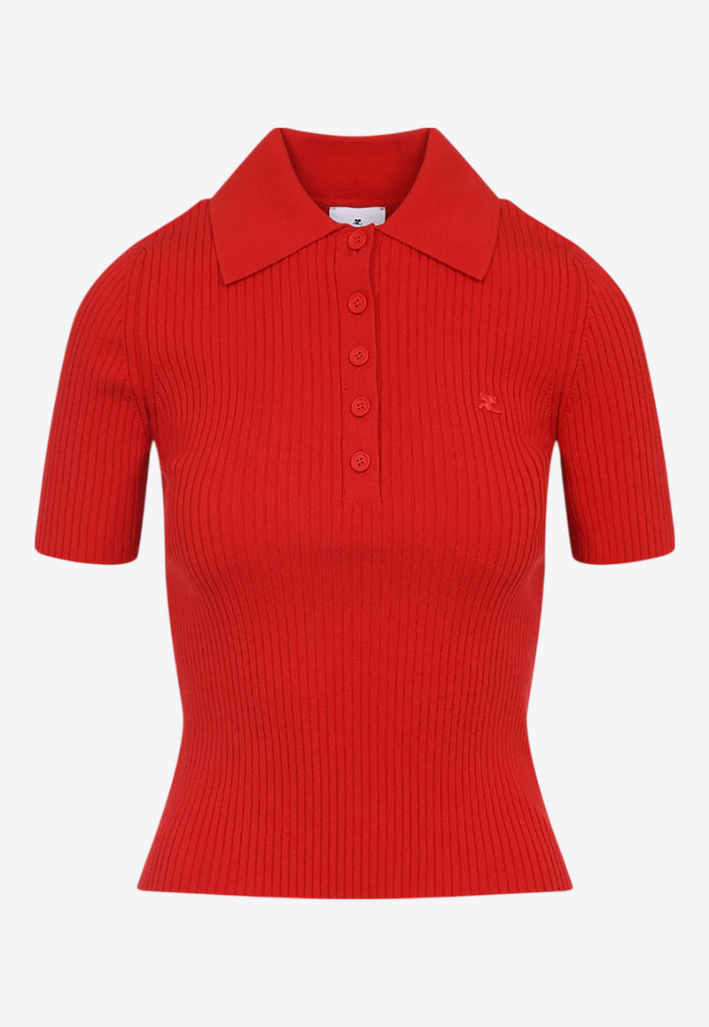Logo-Embroidered Rib-Knit Polo T-shirt