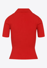 Logo-Embroidered Rib-Knit Polo T-shirt