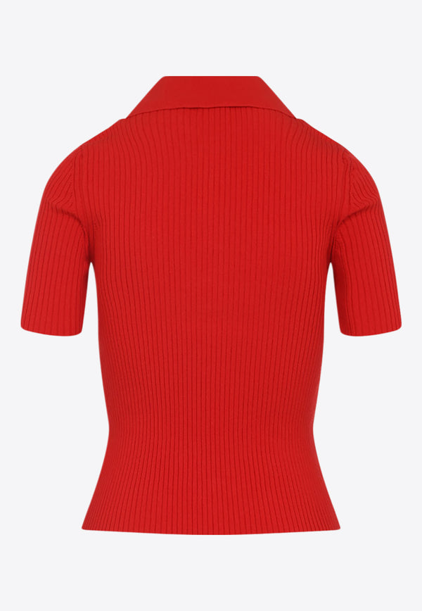 Logo-Embroidered Rib-Knit Polo T-shirt