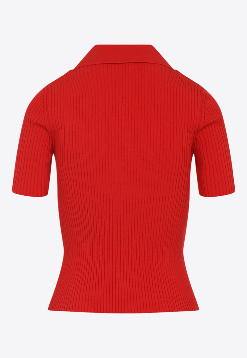 Logo-Embroidered Rib-Knit Polo T-shirt
