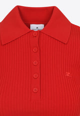 Logo-Embroidered Rib-Knit Polo T-shirt