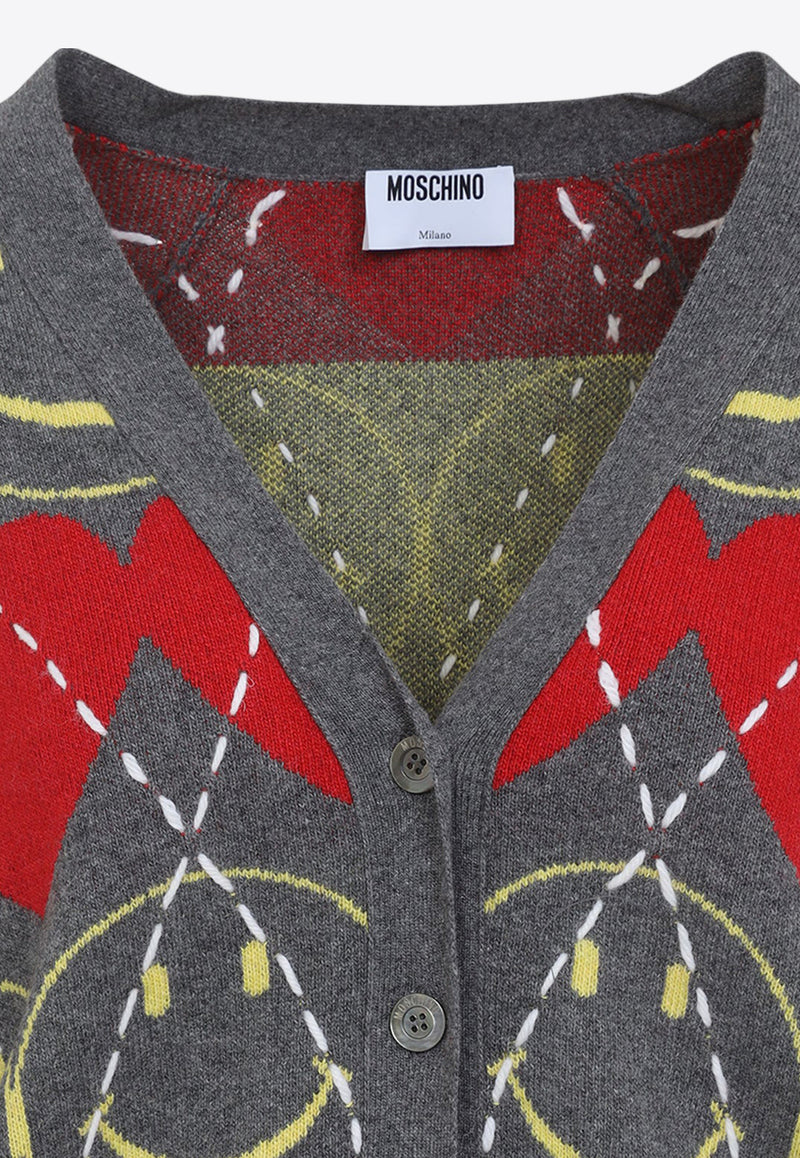 Jacquard Smile Wool Blend Cardigan