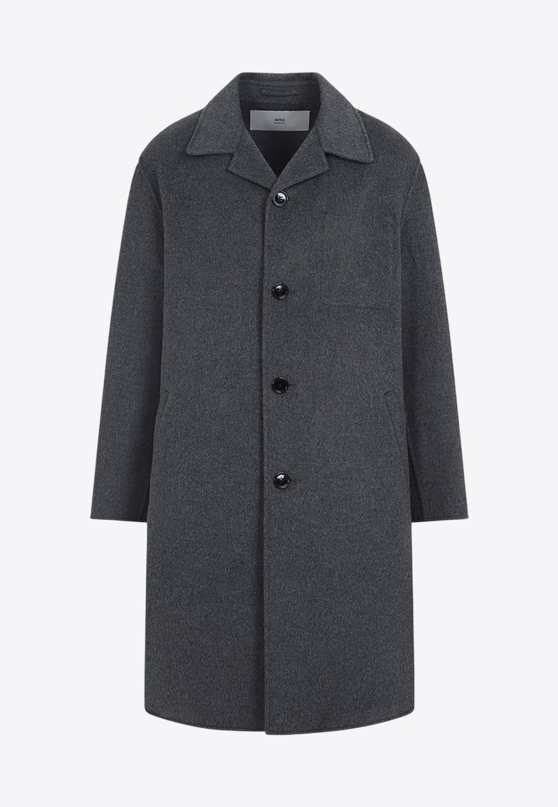 Single-Breasted Wool Knee-Length Coat