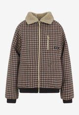 Gingham Zip-Up Wool Jacket