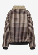 Gingham Zip-Up Wool Jacket