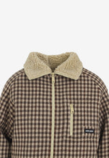 Gingham Zip-Up Wool Jacket