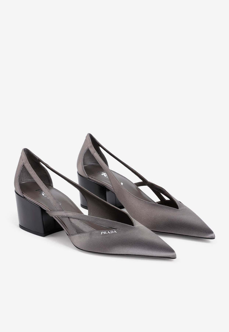 55 Pointed Satin Pumps