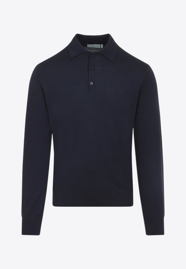 Long-Sleeved Cashmere Polo T-shirt