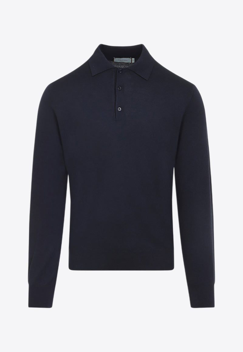 Long-Sleeved Cashmere Polo T-shirt