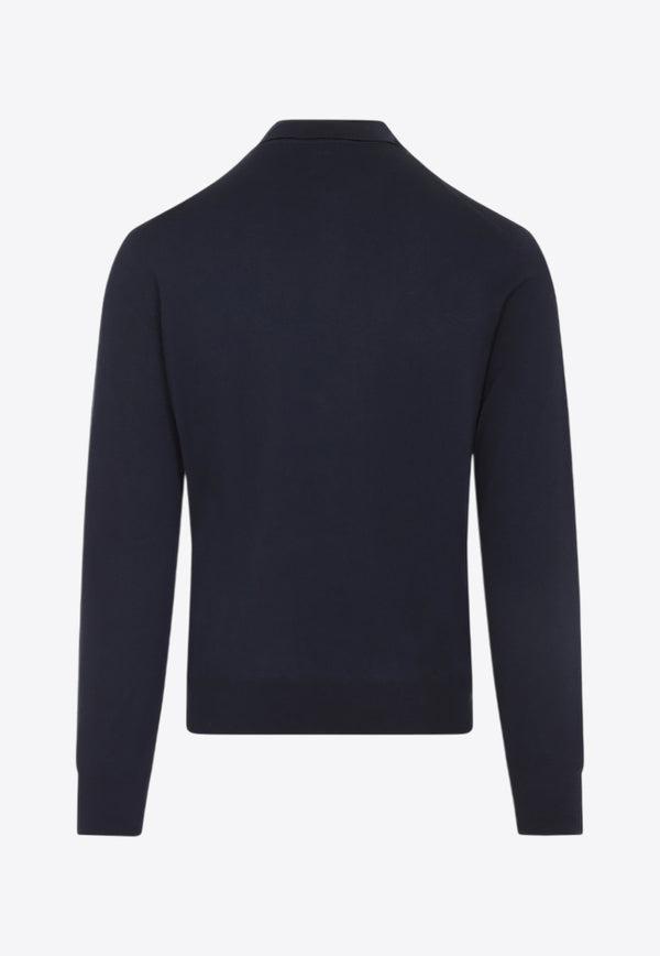 Long-Sleeved Cashmere Polo T-shirt