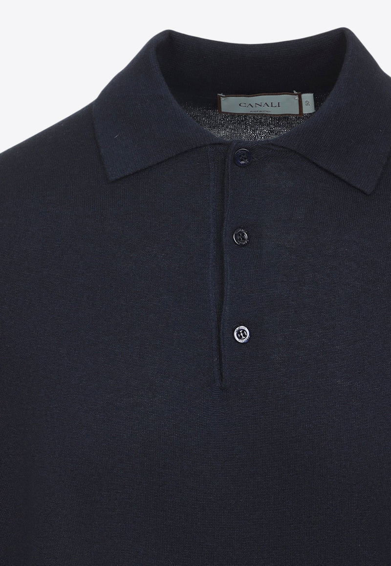 Long-Sleeved Cashmere Polo T-shirt