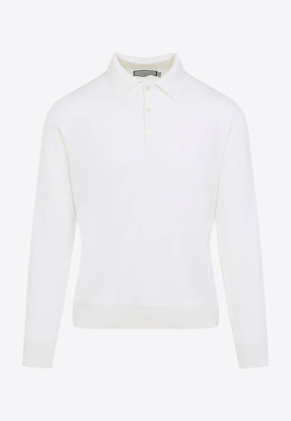 Long-Sleeved Polo T-shirt in Wool, Silk and Cashmere