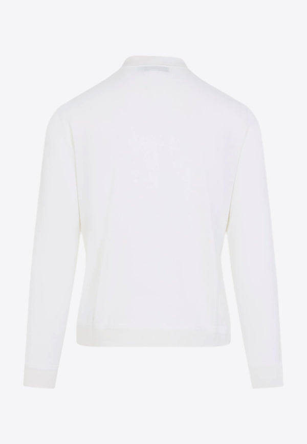 Long-Sleeved Polo T-shirt in Wool, Silk and Cashmere