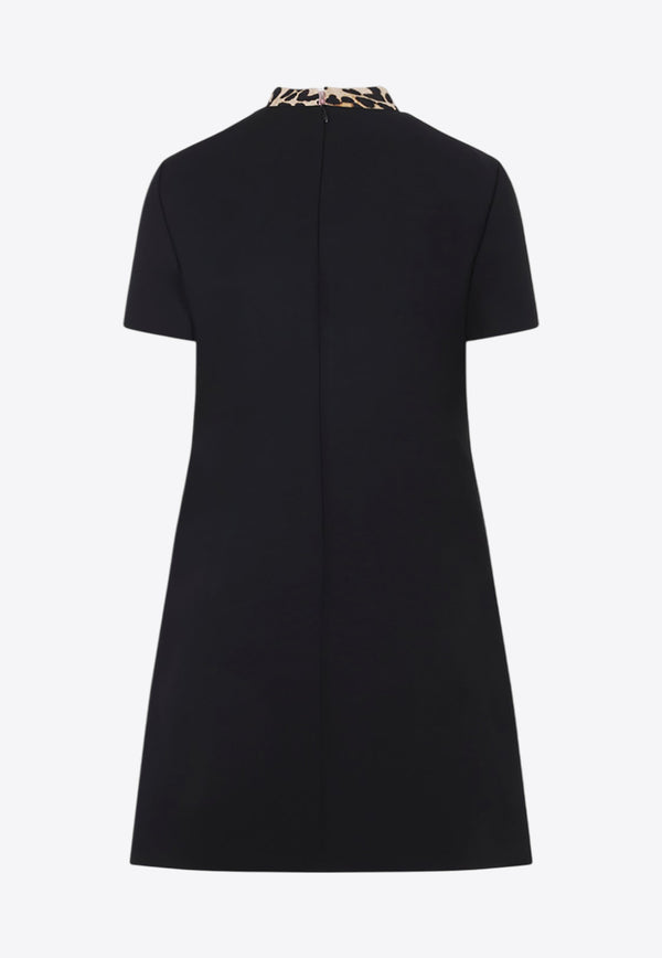 Leopard-Bow Mini Dress
