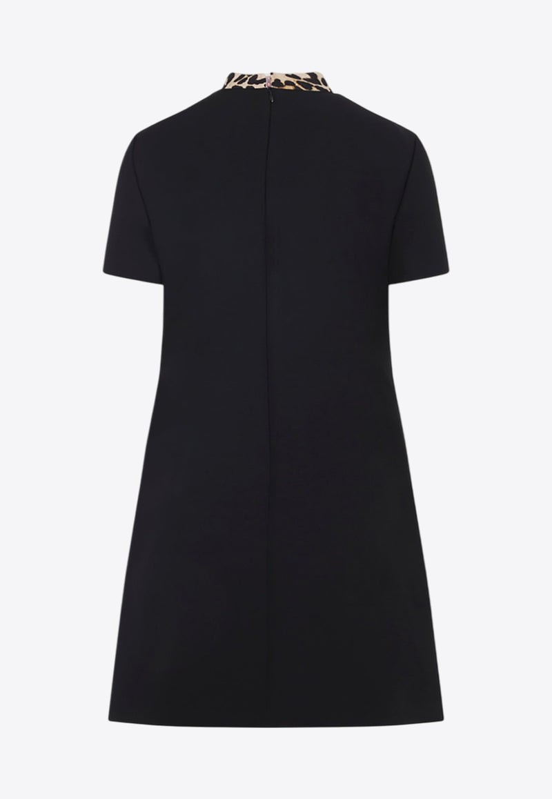 Leopard-Bow Mini Dress