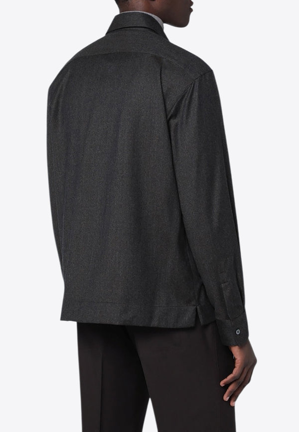 XACUS Wool Long-Sleeved Shirt Gray 110ML91155/R_XACUS-004