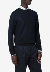 ZEGNA Wool Crewneck Sweater  Blue 110UGM00A2/R_ZEGNA-B09