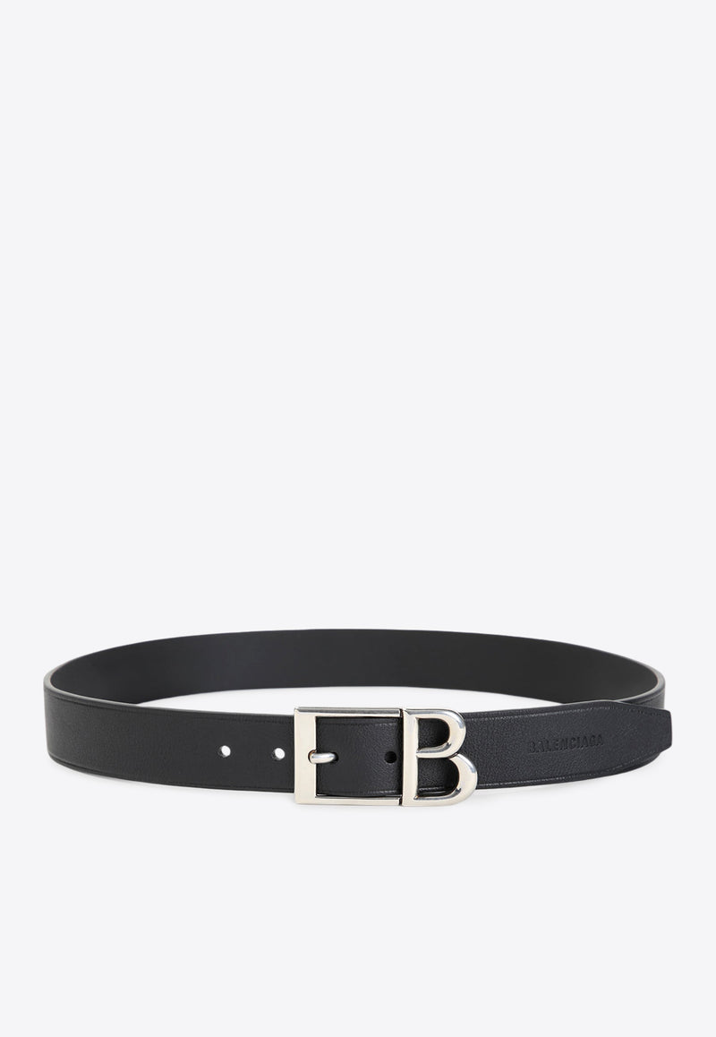 B-Buckle Leather Belt