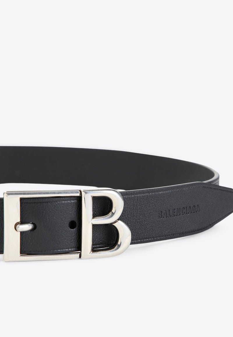 B-Buckle Leather Belt