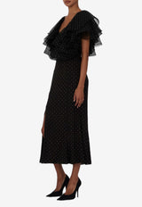 ROTATE Crystal-Embellished Mesh Midi Dress Black 111031100BLACK