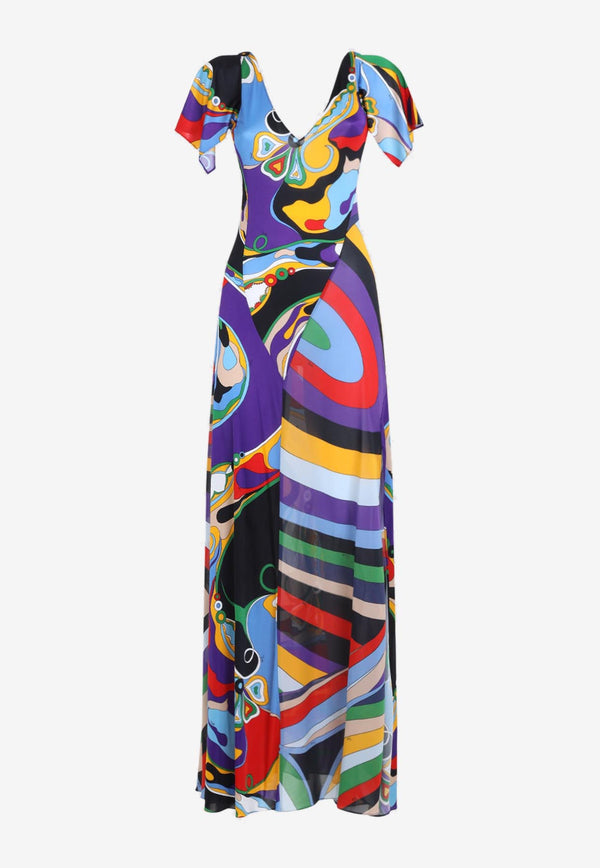 Orchidee and Iride Print Maxi Dress