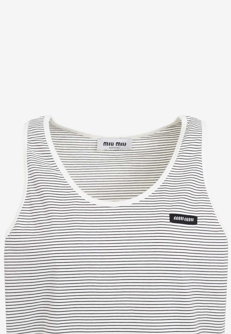 Logo Striped Sleeveless Top