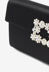 Efflorescence Flower Buckle Satin Clutch