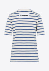 Striped-Pattern Crewneck T-shirt