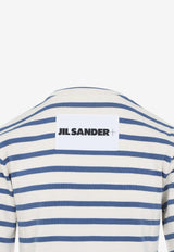 Striped-Pattern Crewneck T-shirt