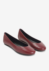 Logo-Plaque Leather Ballet Flats