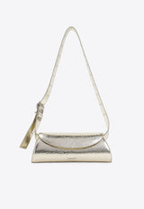 Small Cannolo Laminated Leather Shoulder Bag