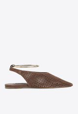 Perforated Suede Slingback Flats