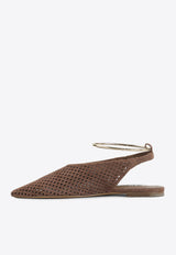 Perforated Suede Slingback Flats