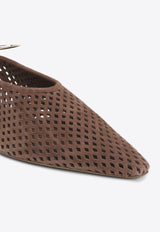 Perforated Suede Slingback Flats