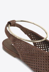 Perforated Suede Slingback Flats