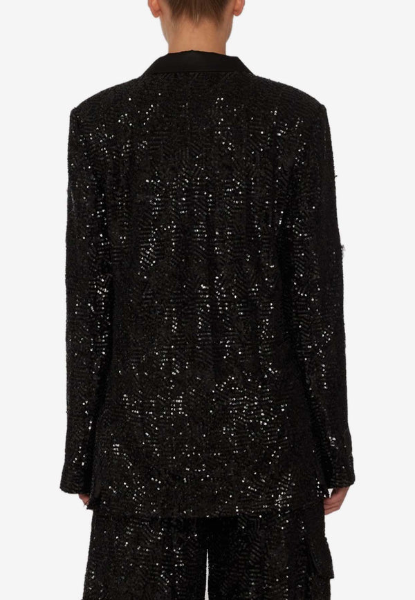 ROTATE Sequined Single-Breasted Blazer 111574100BLACK