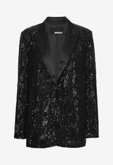 ROTATE Sequined Single-Breasted Blazer 111574100BLACK