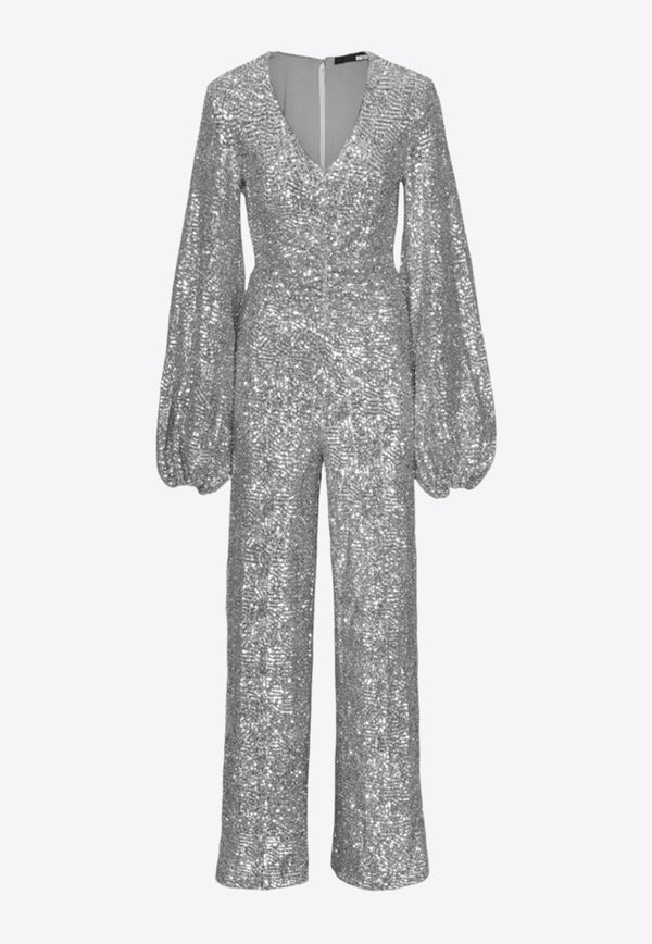 ROTATE V-neck Sequined Jumpsuit 1117622293SILVER