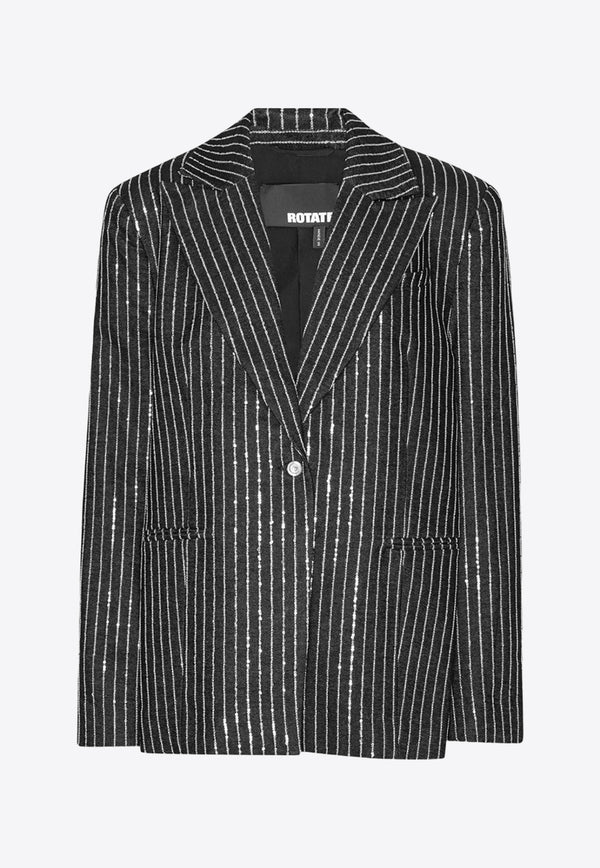 ROTATE Sequin Pinstriped Single-Breasted Blazer 112029100BLACK