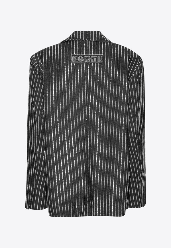 ROTATE Sequin Pinstriped Single-Breasted Blazer 112029100BLACK