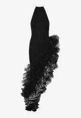 ROTATE Asymmetric Sequined Ruffled Maxi Dress Black 112202100BLACK MULTI