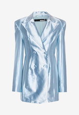 ROTATE Double-Breasted Shiny Blazer Dress Blue 1122181785BLUE