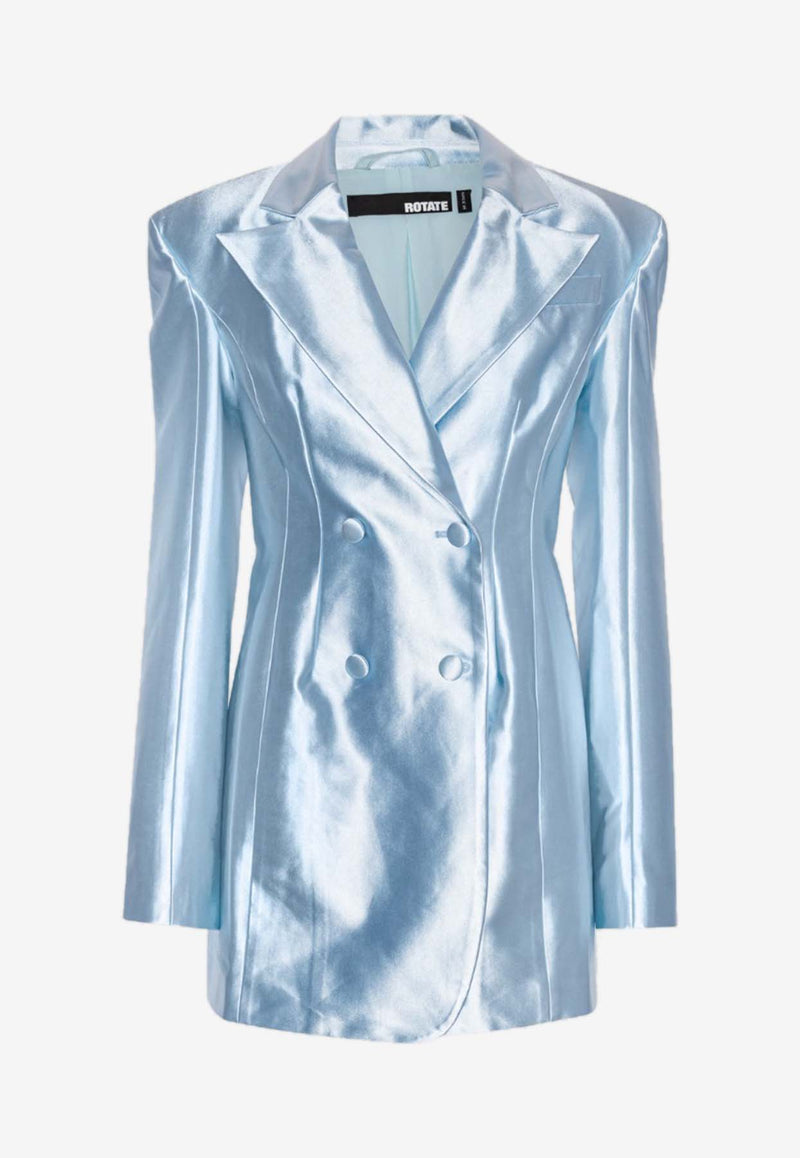 ROTATE Double-Breasted Shiny Blazer Dress Blue 1122181785BLUE