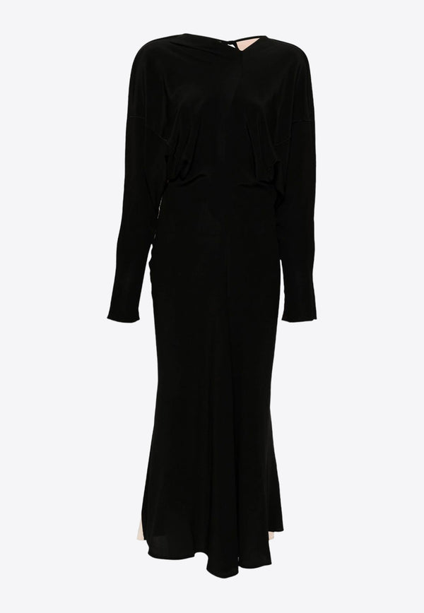 Victoria Beckham Ruffle-Detail Sleeved Midi Dress 1124WDR005188ABLACK